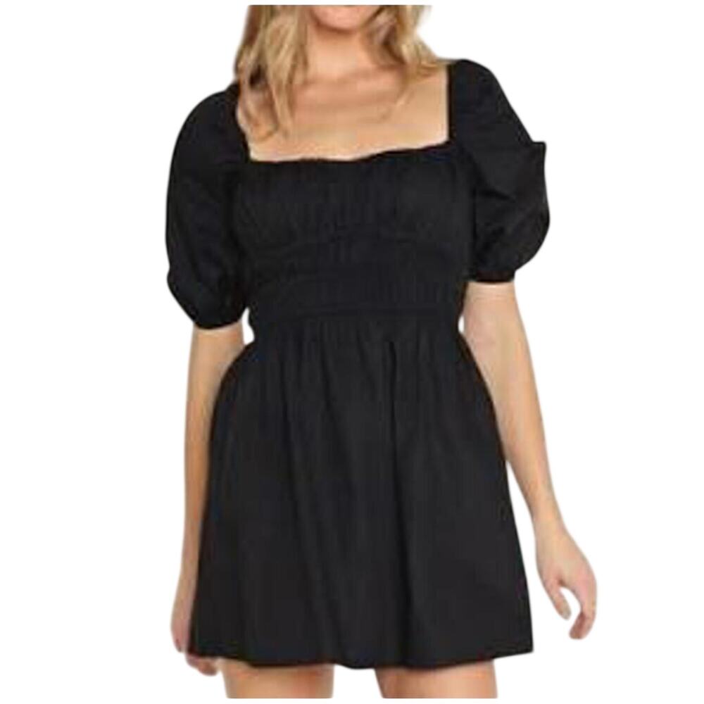 Faithfull The Brand Marinelli Smocked Puff Sleeve Mini Dress Coquette Boho Indie
